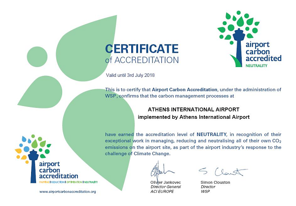 RENEWAL AT LEVEL 3+ (NEUTRALITY) IN AIRPORT CARBON ACCREDITATION PROGRAM